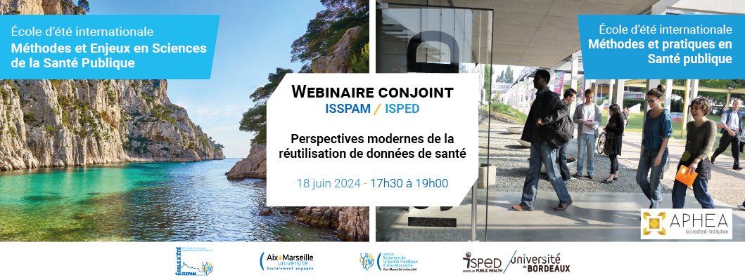 #ÉcoleÉté | L’ISSPAM et l’@Isped_Bordeaux, organisent un webinaire conjoint intitulé « 𝗣𝗲𝗿𝘀𝗽𝗲𝗰𝘁𝗶𝘃𝗲𝘀 𝗺𝗼𝗱𝗲𝗿𝗻𝗲𝘀 𝗱𝗲 𝗹𝗮 𝗿𝗲́𝘂𝘁𝗶𝗹𝗶𝘀𝗮𝘁𝗶𝗼𝗻 𝗱𝗲 𝗱𝗼𝗻𝗻𝗲́𝗲𝘀 𝗱𝗲 𝘀𝗮𝗻𝘁𝗲́ » le 18 juin 2024 ! 💻Inscription gratuite : bit.ly/3wGUCeI