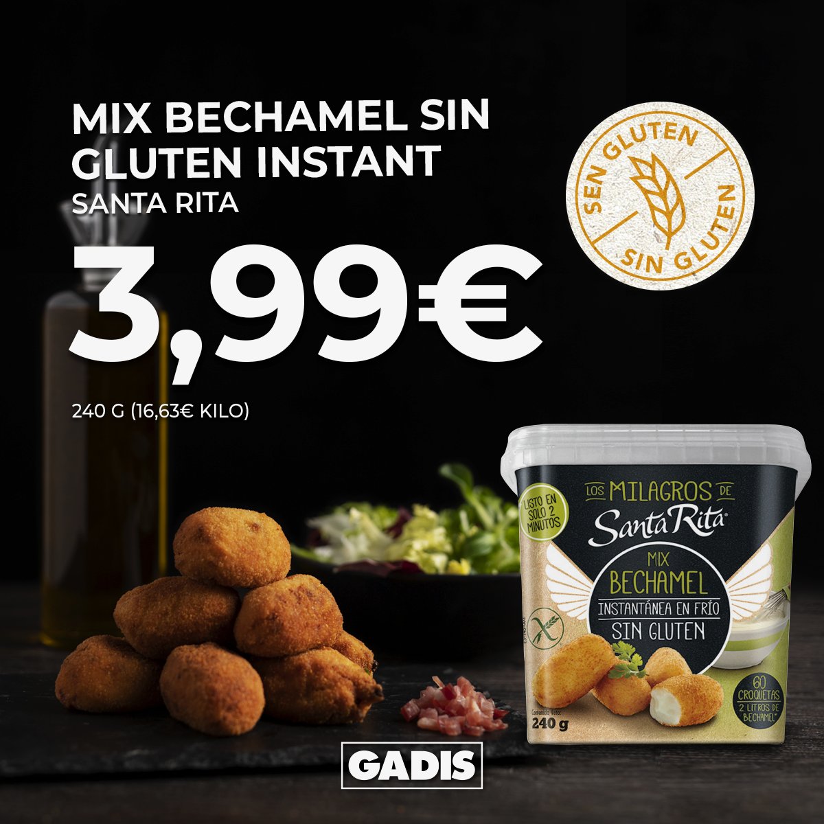 🙌 Se han abierto las puertas al REINO DE LA CROQUETA SIN GLUTEN 😇. 

¡Gracias, <a href="/santaritaharina/">Harinas Santa Rita</a>!