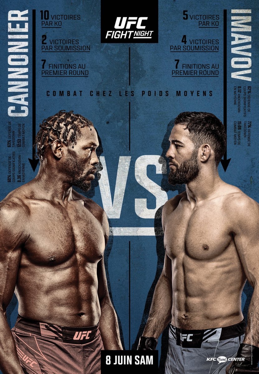 Le poster de l'#UFCLouisville avec 🇫🇷 Nassourdine Imavov contre Jared Cannonier est là !