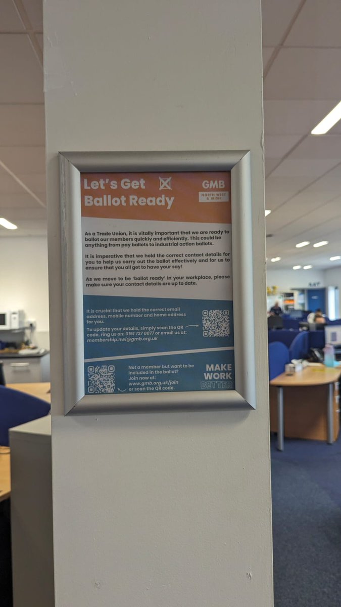 gmbbolton23's tweet photo. Our branch reps have been out and about in workplaces reminding @GMB_union_NWI members to get ballot ready

If you've not received any emails from @GMB_union then you don't have an up to date email logged.  Sort it today or if you're not a union member - join today 👇 https://t.co/LUjMZHY1Dn