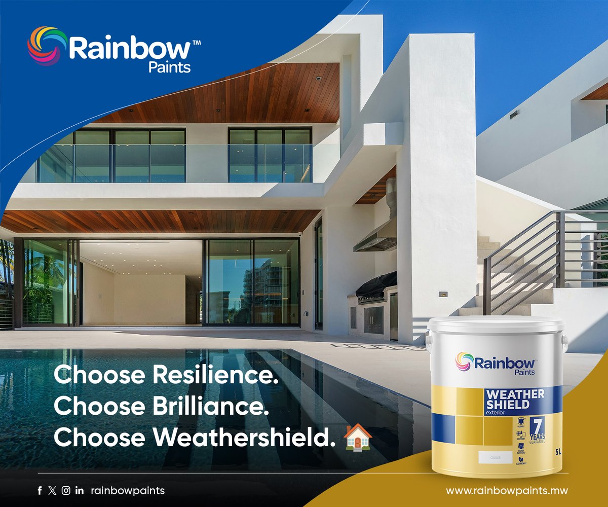 rainbowpaintsmw's tweet photo. Weathershield's durable formula offers exceptional protection and keeps your home looking vibrant for years.
Choose resilience. Choose brilliance. Choose Weathershield. 🏠✨
#Weatherproof #DurablePaint #Weathershield #RainbowPaints https://t.co/0euNY3tSgL