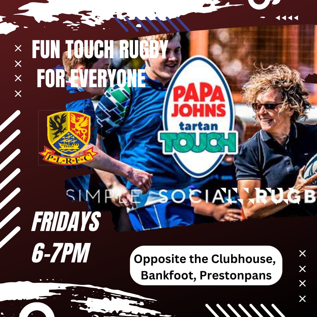 Tartan Touch Returns this Friday.

FREE & FUN 

Open to everyone.

⏰️ 6-7pm
📍 Opposite the clubhouse at Bankfoot

#OneClubOneCommunity 
#DriveOnPL 
#TartanTouch 
#papajohnstartantouch