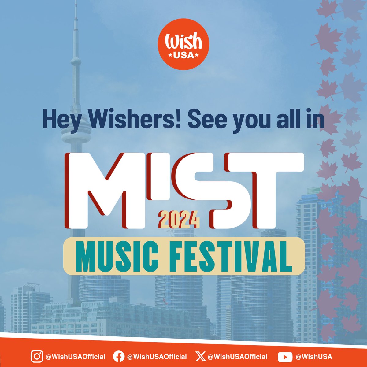 Hey Wishers! 🎤✨ Join us at the 2024 MIST Music Festival in Toronto, Canada! 🌟🎶 Enjoy live music, food, and fun activities! 🍔🛍️ 🎟️ Get your tickets now! eventbrite.ca/e/2024-mist-mu…