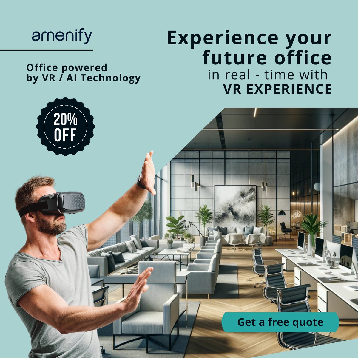 Experience your future office with our cutting-edge VR service! 🌟🏢 Visualize layouts, assess design elements, and make informed decisions. Office spaces powered by VR/AI Technology. #OfficeDesign #VirtualReality #Innovation

Explore more: amenify.in/commercial-spa…