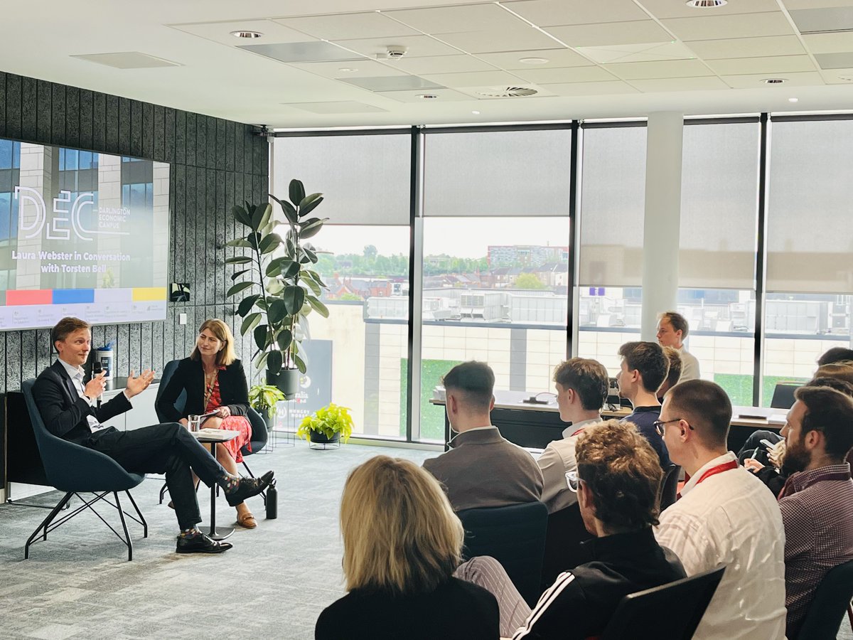 DEC_Darlington's tweet photo. A glimpse into our In Conversation With @TorstenBell session that was hosted by Laura Webster on campus yesterday. @resfoundation #darlingtoneconomiccampus #resolutionfoundation https://t.co/vJYgIxw2ut