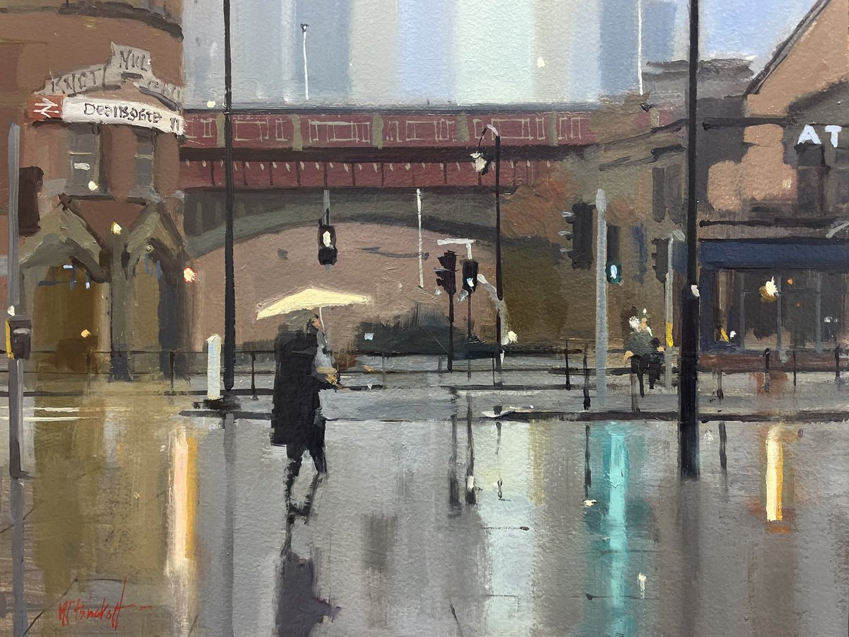 Inner City Castiefield, Manchester Oil on board 8” x 10” To see more of my work click the link in my bio or visit my website michaeljohnashcroft.com #mcr #mafa #castlefield #oilpaintings #studiopainter #deansgatemanchester #art #paintingoftheday #roi
