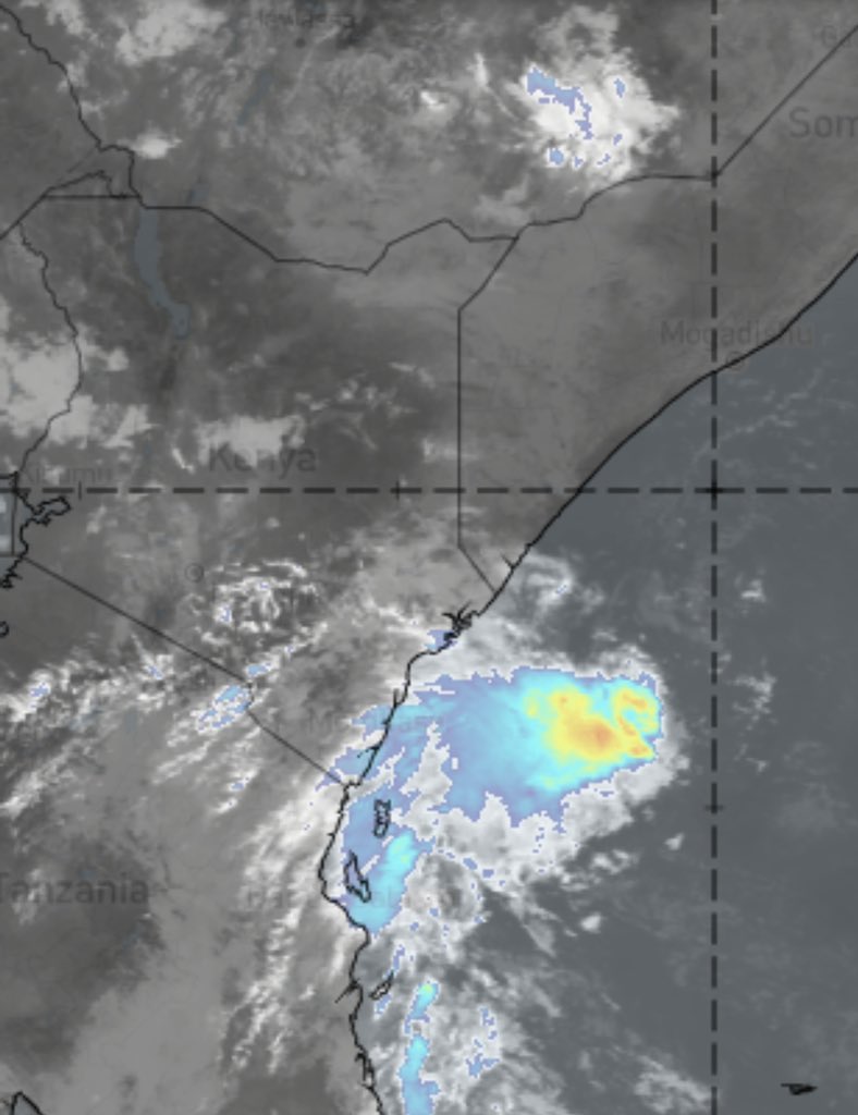MeteoKenya's tweet photo. 🌀 Update on MODERATE TROPICAL STORM #IALY:
🌍 May 22, 09:36 a.m. local time in Kenya:
•A low pressure system exists in the South-West Indian Ocean.
•No other suspicious areas are present, and no formation of another low pressure system is expected in the next five days. https://t.co/TyGXlt8Hoh