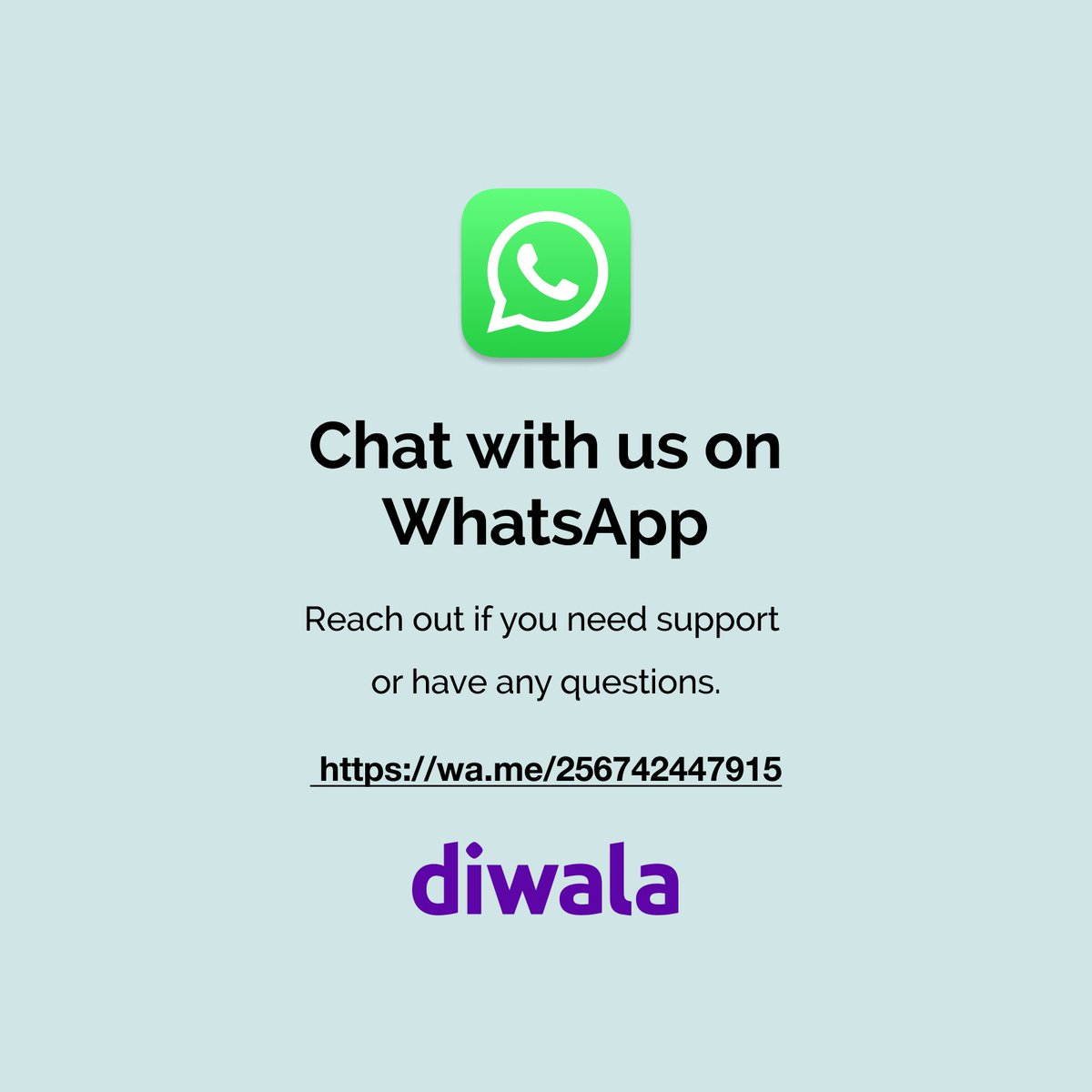 We are now available on WhatsApp! 🙋🏽‍♀️ Reach out if you need support or have any questions 😊 wa.me/256742447915

#customersupport #whatsapp #feedback