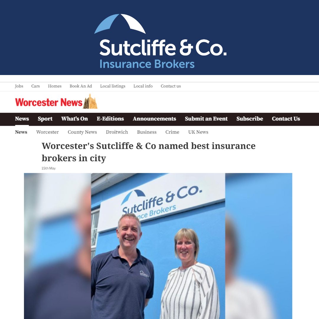 Did you see us in the Worcester News last week? We secured the coveted title of ‘Best Insurance Broker in Worcester’ for the second consecutive year in the Quality Business Awards 2024. Read more here> worcesternews.co.uk/news/24320199.… #worcestershirehour #insurancebroker