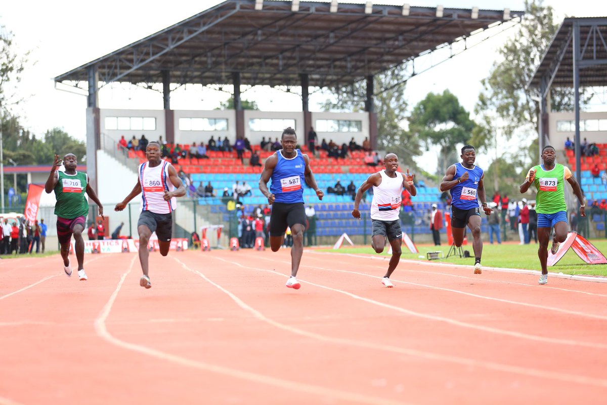 Meshack Babu timed 10:35s to edge out Mark Otieno in the men’s 100m finals to become national champion at the second day of the championships at Ulinzi Sports Complex, Nairobi #athletickskenya #aknationalchamp2024