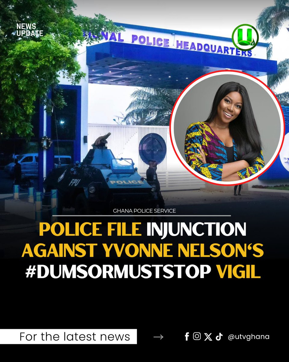 The Ghana Police Service has filed an injunction at the Accra High Court to prevent actress Yvonne Nelson's #DumsorMustStop demonstration, scheduled for Saturday, May 25, 2024, from taking place.

This action comes days after the Accra Regional Police Command urged the organizers