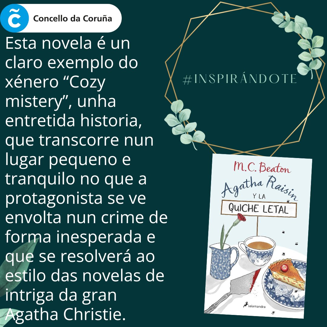 bibcoruna's tweet photo. Agatha adicou toda a súa vida ao traballo e agora decide rebaixar o ritmo, prexubilase e vaise a vivir ao campo. Estando alí verase involucrada nun suceso que tratara de resolver custe o que custe
#inspirandote #noveladeintriga #recomendamos #bduranloriga #mcbeaton
@SalamandraEd https://t.co/5tvVSJStV1