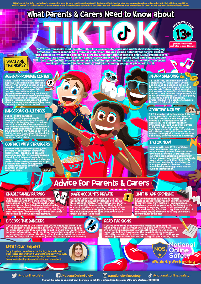 NeneParkAcademy's tweet photo. It's @wake_up_weds  and this graphic is here to help you understand TikTok, its potential, and the steps to ensure a positive online experience.

Knowledge is power, and we can pave the way for responsible and enjoyable online experiences.

@WCSQM #WorldClass #Peterborough https://t.co/qalHN6KcOc