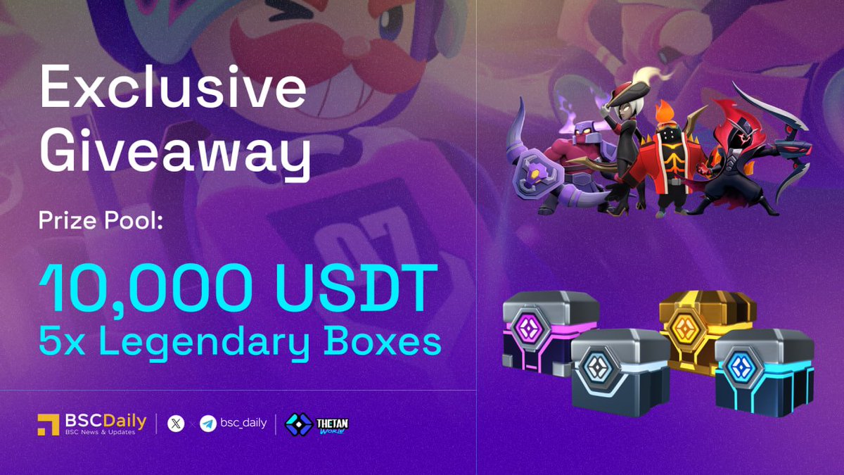 BSCDaily (@bsc_daily) on Twitter photo 🚀 $10,000 USDT Giveaway - BSC Daily x Thetan World
We're thrilled to announce our collaboration with
<a href="/thetan_world/">Thetan World</a> for an exciting Giveaway to our communities 🚀
💸 Prizes: $10,000 USDT & 5x Legendary Thetan NFT Boxes ($200/each) are up for grabs for all participants!
JOIN 🚀 $10,000 USDT Giveaway - BSC Daily x Thetan World
We're thrilled to announce our collaboration with
<a href="/thetan_world/">Thetan World</a> for an exciting Giveaway to our communities 🚀
💸 Prizes: $10,000 USDT & 5x Legendary Thetan NFT Boxes ($200/each) are up for grabs for all participants!
JOIN