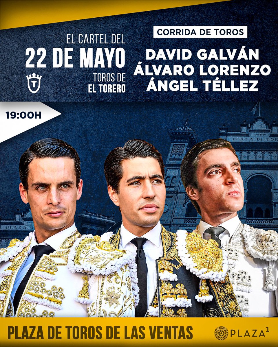 🔜 ¡Miércoles de Feria! [1️⃣1️⃣ 𝐃𝐄 𝐅𝐄𝐑𝐈𝐀] #LasVentas 🐂 Toros de El Torero. ⚔️ David Galván, Álvaro Lorenzo y Ángel Téllez. ⌚️19:00h. 🎟️ bit.ly/EntradasLV 📺 @OneToroTV #SanIsidro2024