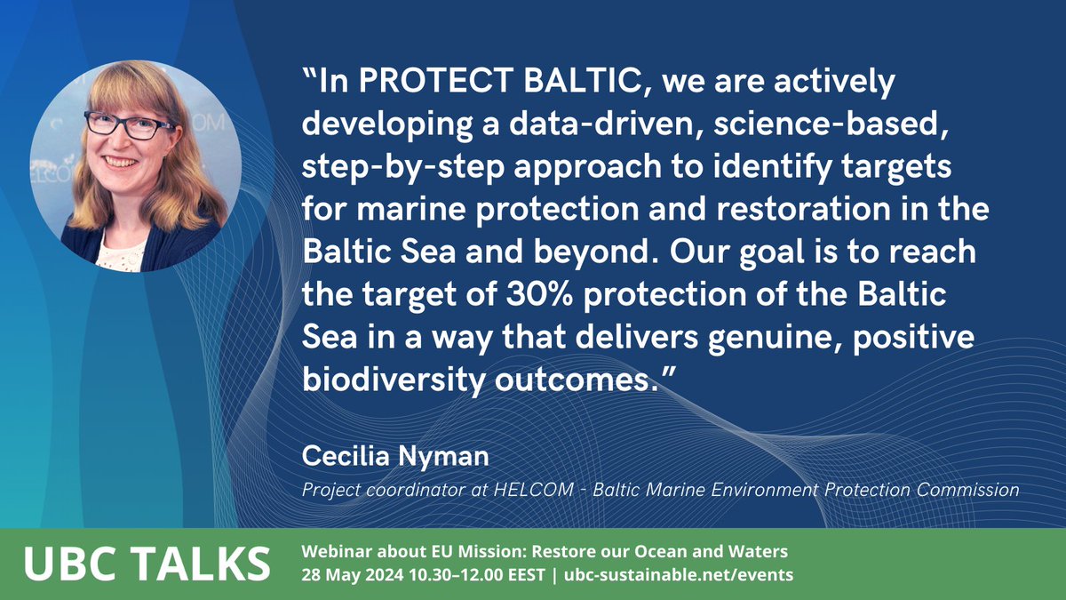 UBC Sustainable (@ubc_sustainable) on Twitter photo ❗️Register today: #UBCTALKS 90min webinar about #MissionOcean is coming already on 28 May! us06web.zoom.us/webinar/regist…
💡Discover a range of actions towards the Baltic Sea protection, including <a href="/protectbaltic/">PROTECT BALTIC</a> project for restoring the Baltic Sea ecosystem! ubc-sustainable.net/events/ubc-tal… ❗️Register today: #UBCTALKS 90min webinar about #MissionOcean is coming already on 28 May! us06web.zoom.us/webinar/regist…
💡Discover a range of actions towards the Baltic Sea protection, including <a href="/protectbaltic/">PROTECT BALTIC</a> project for restoring the Baltic Sea ecosystem! ubc-sustainable.net/events/ubc-tal…