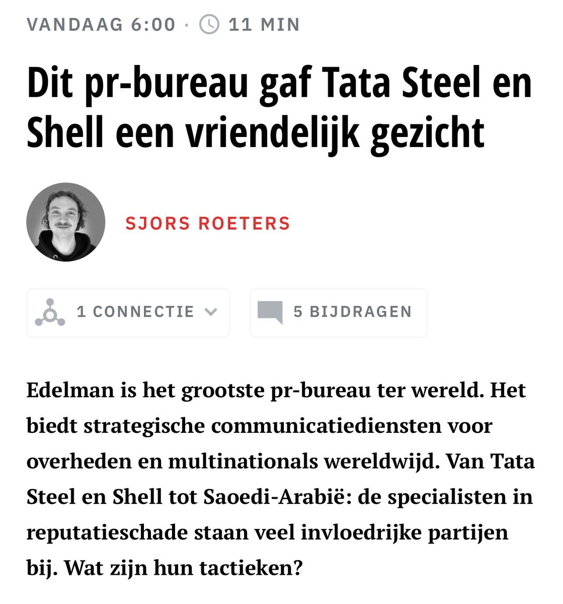 PR. Extra bevestiging in de vorm van dit interessante artikel van @FTM_nl over de PR campagne van Tata, waar ook (misleidende) advertenties in o.a. NRC en een podcast door de “commerciële afdeling” van NRC bij hoorden. ftm.nl/artikelen/foss…