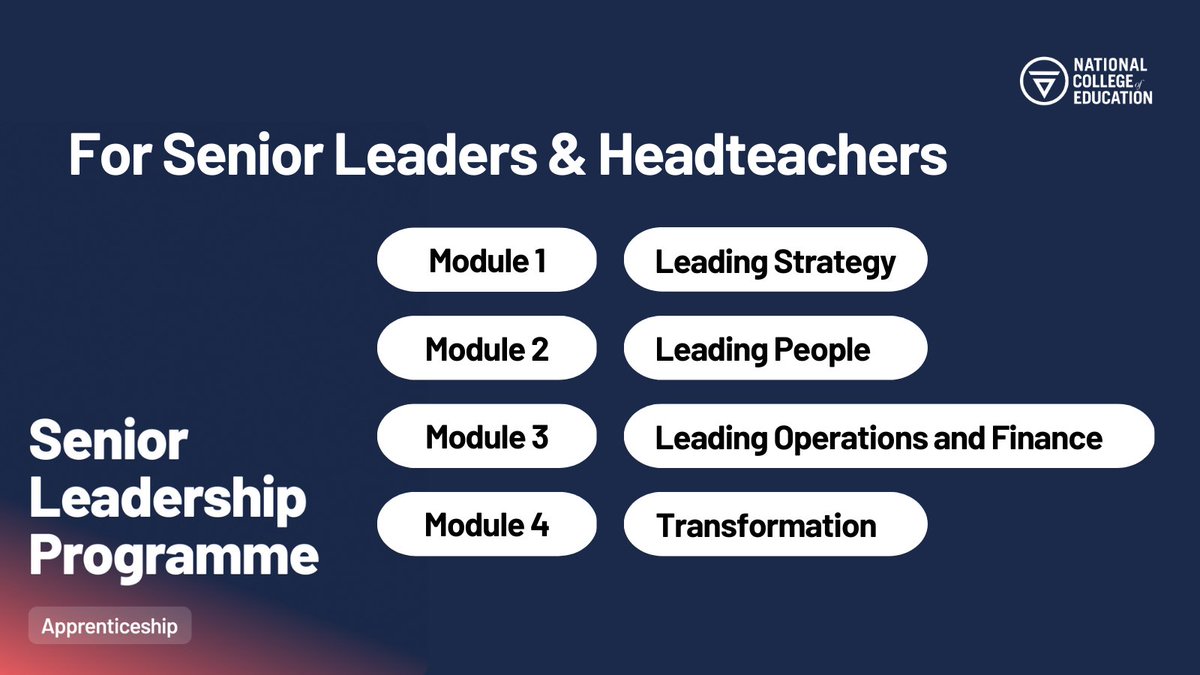 Now more than ever, schools need to utilise their levy pot or risk it going back to HMRC.

Our fully funded programme equips you with the leadership skills and knowledge required to lead an organisation.

Discover our Senior Leadership Programme ⬇️

ow.ly/txHY50OfvOW