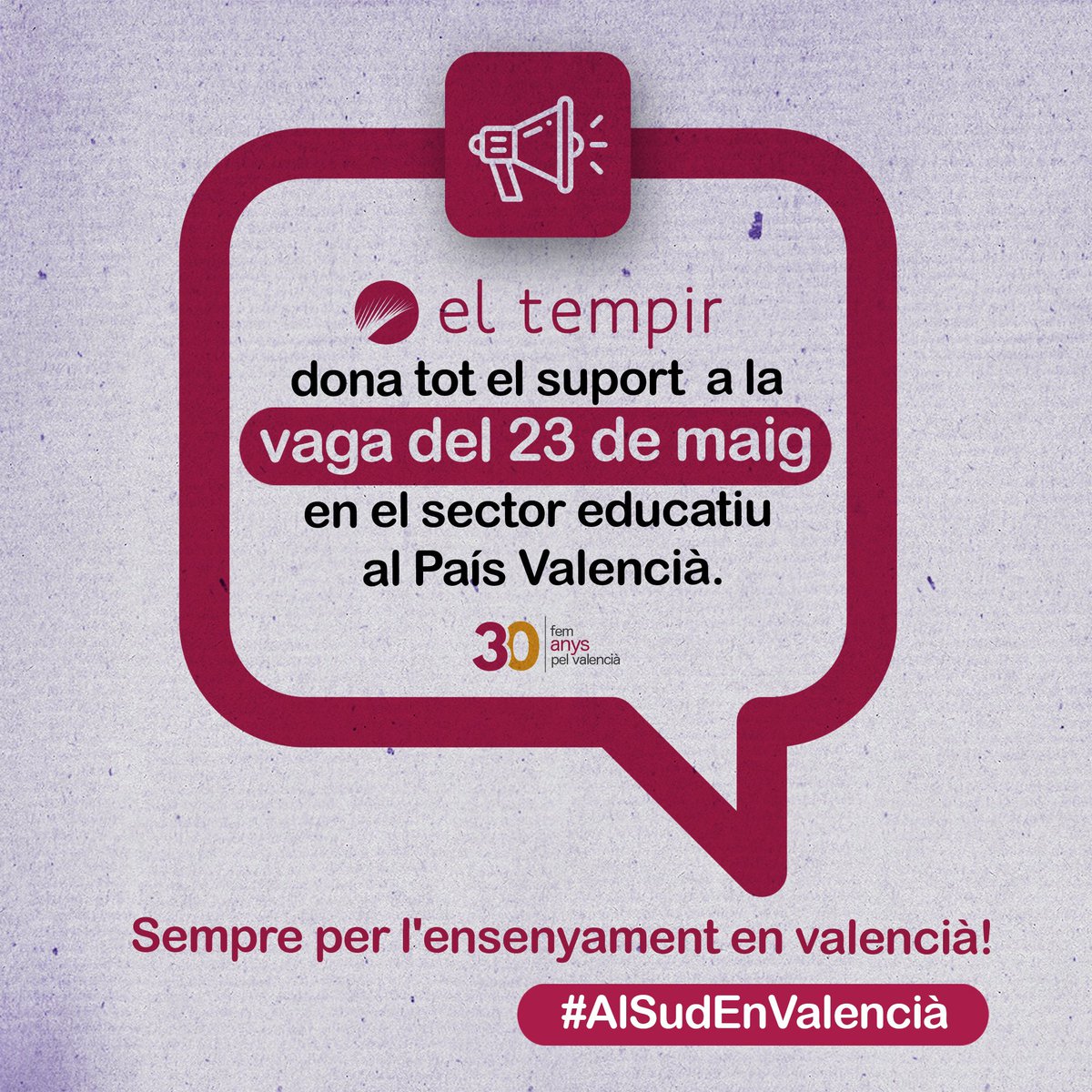 📣 Ens afegim a la convocatòria de vaga general en el sector educatiu del País Valencià. S'ha de garantir la dignitat de l'ensenyament en valencià, però també de les escoles oficials d'idiomes i la qualitat de la docència. Parlen de llibertat quan no hi ha igualat lingüística. ✊