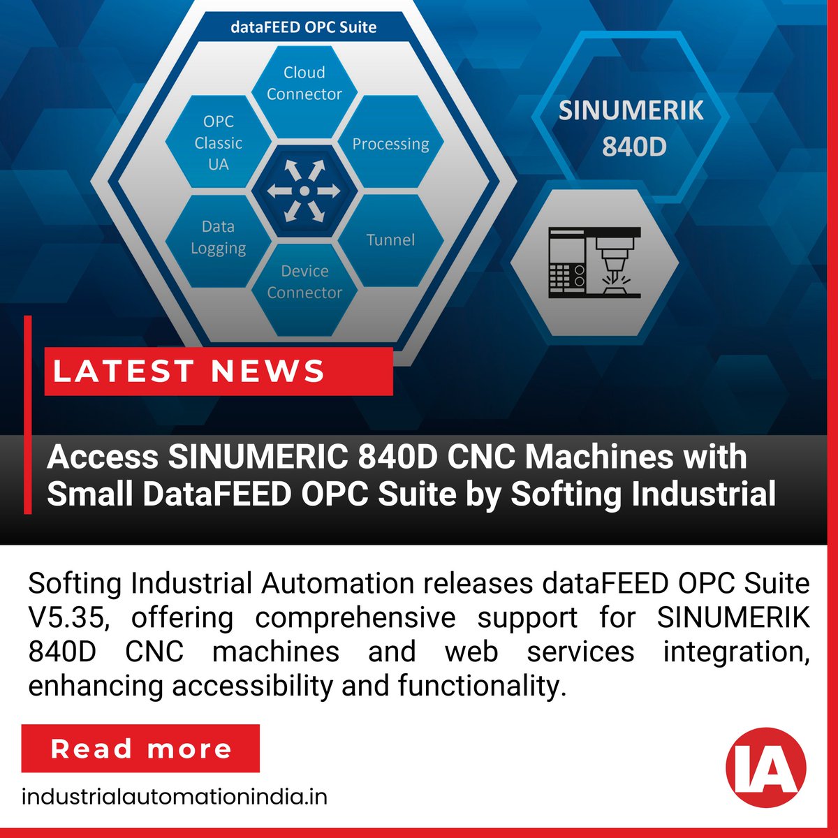 🔌🖥️ Softing Industrial Automation unveils dataFEED OPC Suite V5.35, offering seamless access to SINUMERIK 840D CNC machines and web services integration for enhanced production data management. 💻⚙️

Read More- industrialautomationindia.in/newsitm/17990/…