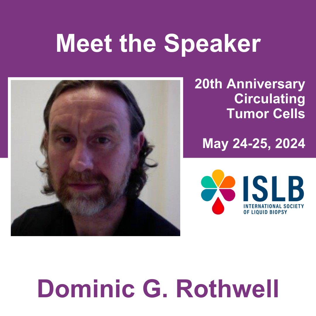 Join Dominic G. Rothwell at the 20th Anniversary of Circulating Tumor Cells in Granada, Spain from May 24-25, 2024. Dr Dominic G. Rothwell, MD PhD, is a Deputy Director in National Biomarker Centre, University of Manchester, UK.  After obtaining a BSc(Hon) in Applied Genetics