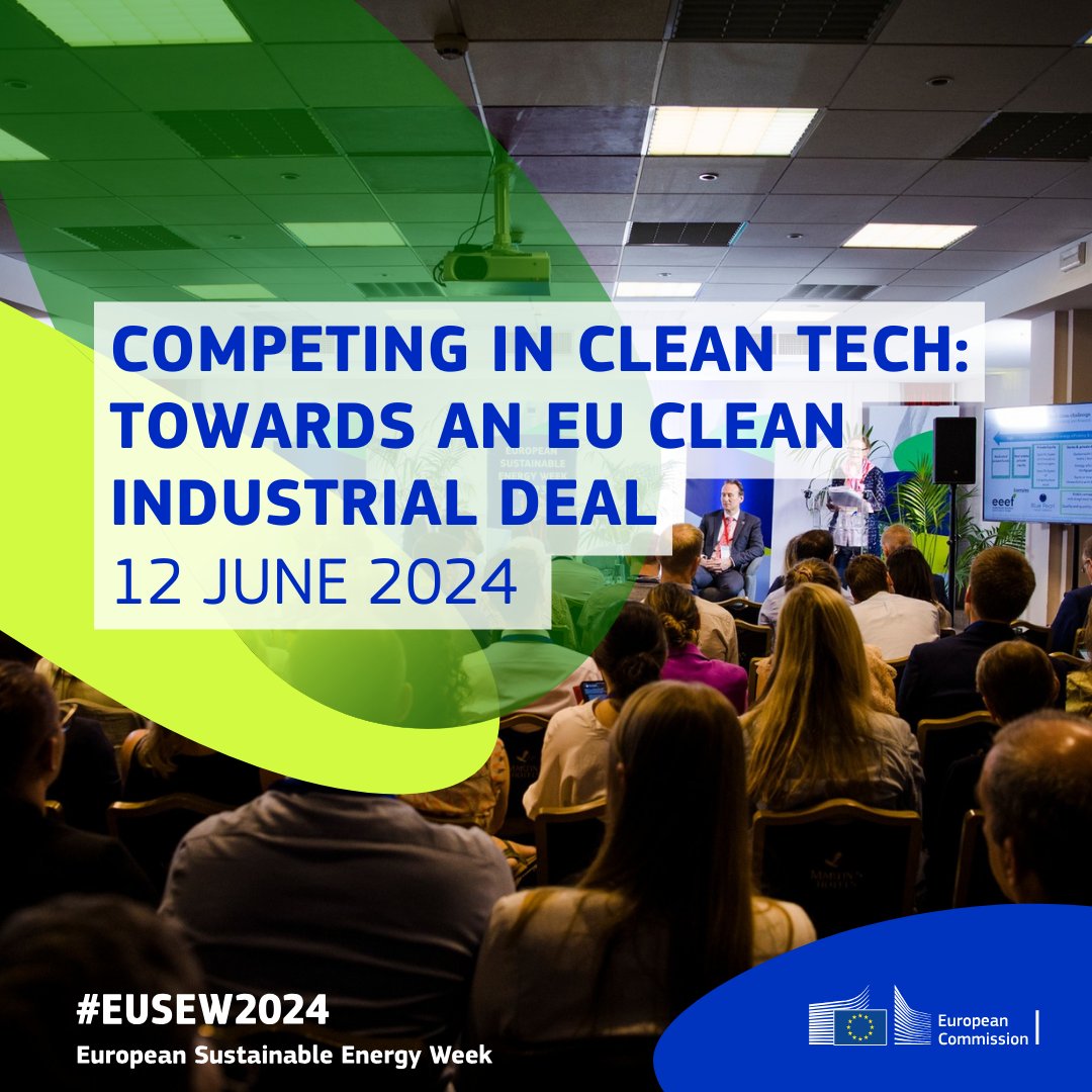 📣#H2Europe at #EUSEW2024! Join us for the session “Competing in #cleantech: towards an #EU Clean Industrial Deal”: 📅 12 June 2024 ⏰ 09.30 – 11.00 CEST Come and discover #NetZeroEnergy solutions from many expert panellists. More info and registration👉sustainable-energy-week.ec.europa.eu/index_en