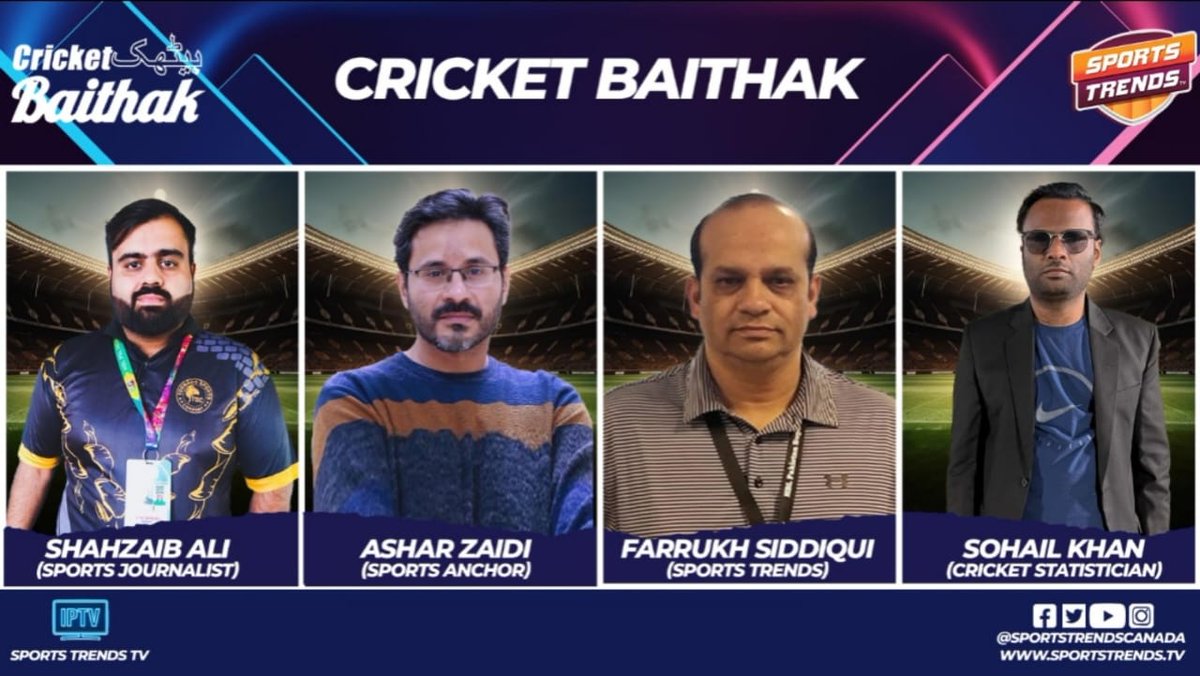 ALERT: Cricket Baithak Exclusive today 45 mins before Pakistan vs England First T20i at 12:45pm EST & 9:45pm PST 🏏 Catch us on Live Sports Trends IPTV, YouTube, Facebook, Instagram & Twitter #Pakistancricket #IPL #BabarAzam #PAKvENG #T20WorldCup #SportsTrends