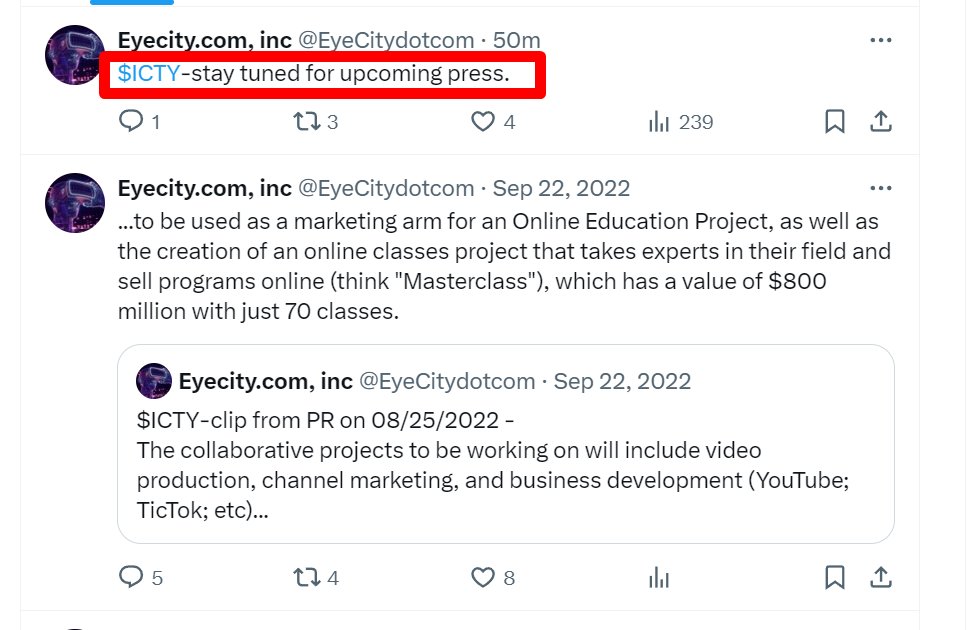 WhalePenny's tweet photo. $ICTY added 0002.
First tweet in 2 years saying news is coming. https://t.co/QC6n7ag3Tb