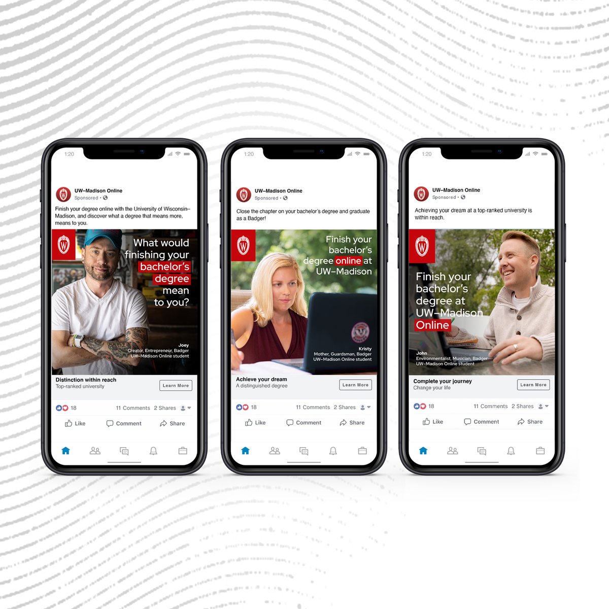 Our digital and video project for <a href="/UWMadisonOnline/">UW-Madison Online</a>  program is making some waves! It has won (so far): a platinum AVA Digital award, a gold Collegiate Advertising Award and a gold Educational Advertising Award. Congrats to everyone on these prestigious awards!