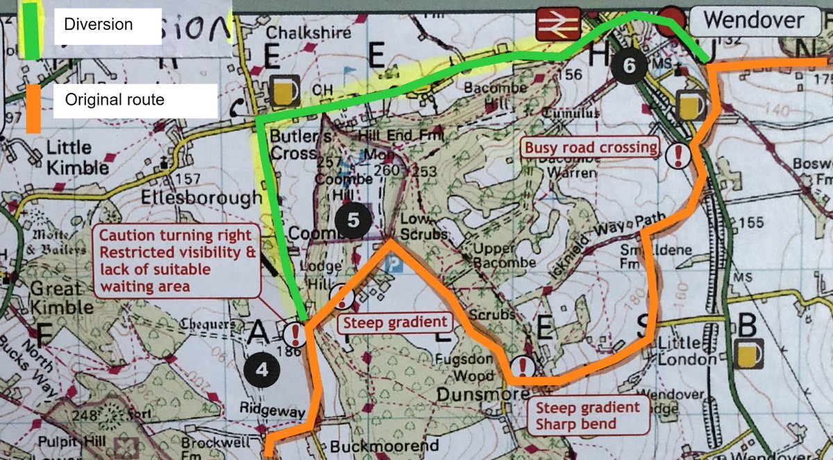🚨Chilterns Cycleway route diversion🚨

Due to HS2 construction, there is a route diversion in place near Wendover, through Butlers Cross. 🚴‍♀️

The original route via Small Dean Lane will not be accessible for an estimated 16 months (until October 2025).