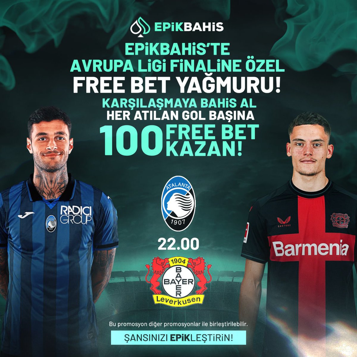 😍EPİKBAHİS'TE FREE BET YAĞMURU ⚽️ Atalanta VS B. Leverkusen ⚽️ ⚠️ DİĞER TÜM PROMOSYONLARA EK! ⚽️Karşılaşmaya bahis al, her atılan gol başına 1️⃣0️⃣0️⃣ Free Bet kazan! 📱 Hemen yatırımını yap, bahsini al sende bu heyecana ortak ol! 🎁 Detaylar promosyon sayfasında!