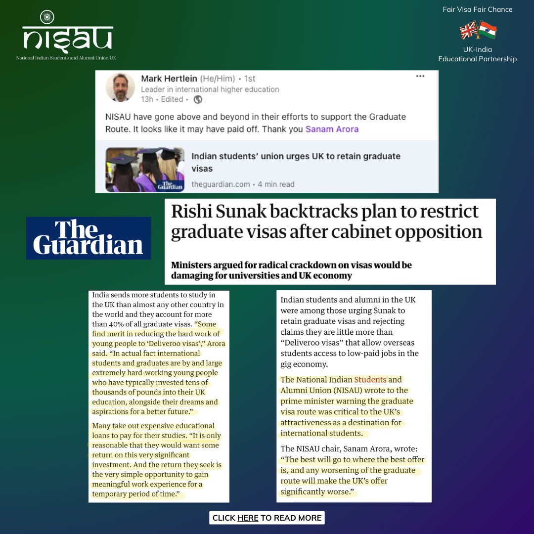 Thank you @markrhertlein for your kind words &amp; <a href="/CityUniLondon/">Anna</a>'s  support. 

For the second time, we are doing all we can to defend our Indian students post study working ability and championing your needs. Nearly there🤞🏽

#GraduateRoute #RishiSunak #Sunak #internationalstudents