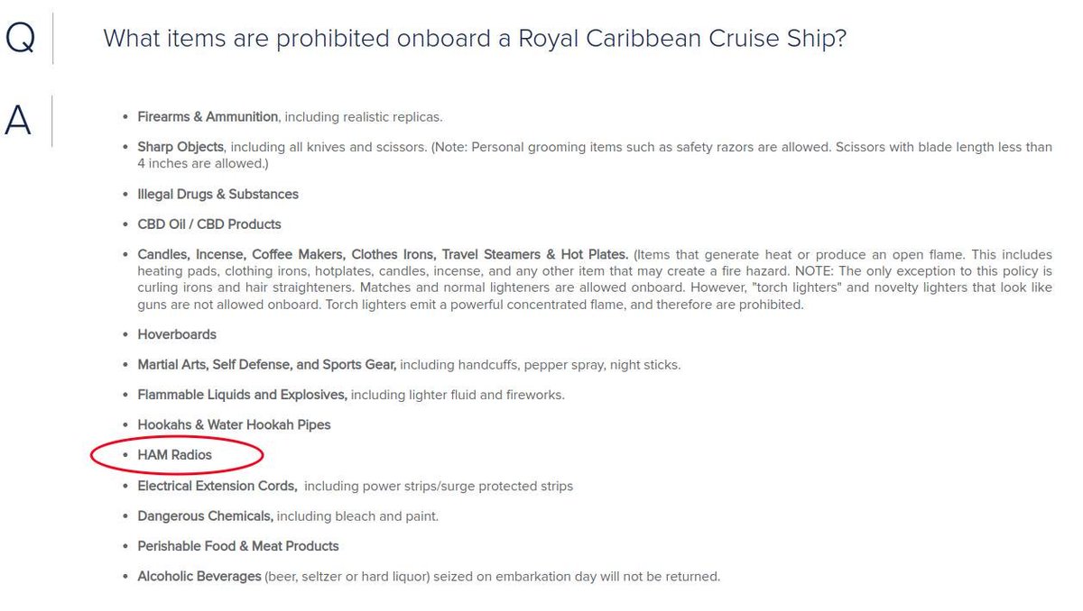 Well this sucks! I bet they won't know the difference between an HT and a Walmart special junk walkie-talkie. #hamradio @RoyalCaribbean