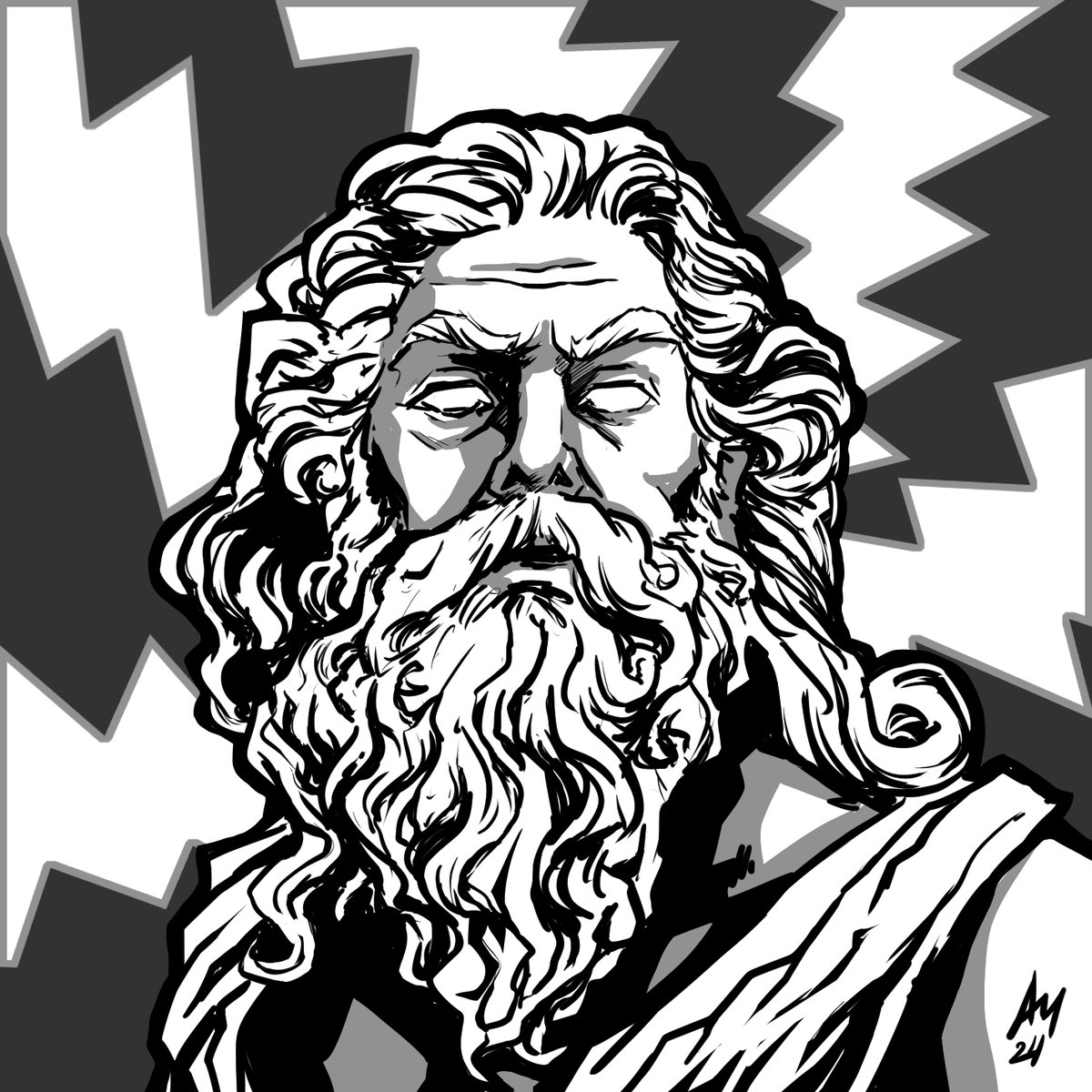 #artoftheday #inktober : #Mythology ! #digitalart on #CLIPSTUDIOPAINT Les Mythes et Légendes, c'est palpitant, c'est . . . foudroyant! #inktober52 #art #illustration #inktober2024 #inktober52Mythology #sketch #dessin