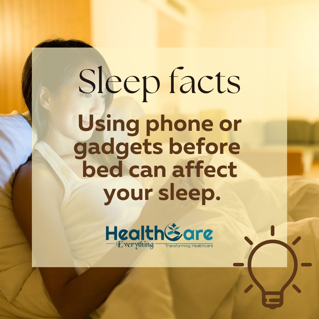 Did you know? Using your phone or gadgets before bed can disrupt your sleep!

#SleepFacts #HealthySleep #DigitalDetox #BetterSleep #SleepWell #NoScreensBeforeBed #SleepHygiene #RestfulNights #HealthcareEverything