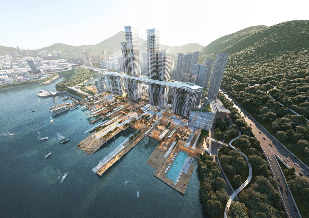 This historic Chinese port is about to get a new district. @_10DESIGN won a design competition with its proposals of the urban renewal of Yantian Old Market Town, close to Hong Kong and Shenzhen. The project includes a new line of towers connected by a 100-metre high skybridge.