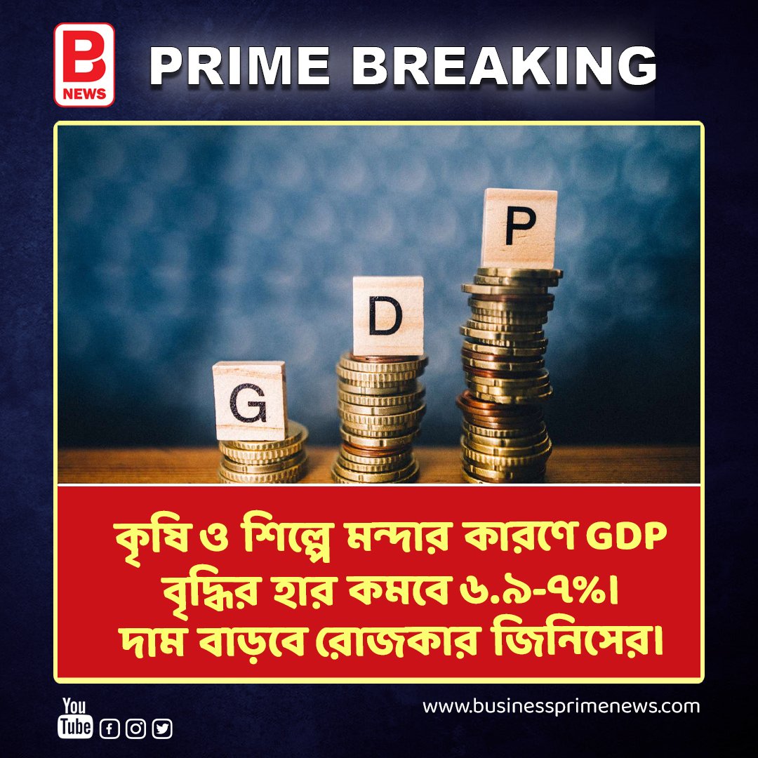 কৃষি ও শিল্পে মন্দার কারণে জিডিপি বৃদ্ধির হার কমবে ৬.৯-৭%। A slowdown in agriculture and industry, GDP growth fell to 7.1 percent | BPN . . #businessprimenews #agriculture #industry #gdpgrowth #slowdown #viralnews