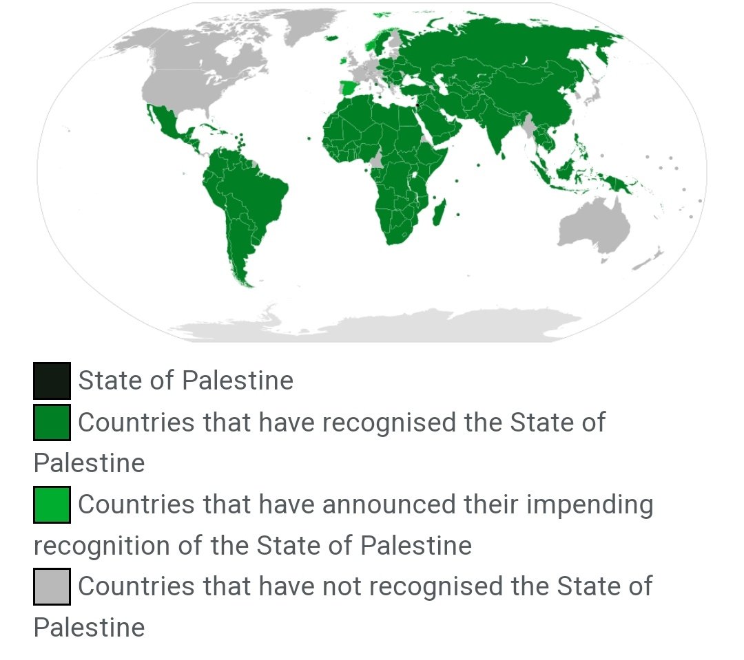 Palestine is recognized by 143 countries out of 193. Basically, most of the Western colonial powers don't, including their white proxies in Aisa. However, I do wonder why Japan and South Korea don't recognize Palestine?
