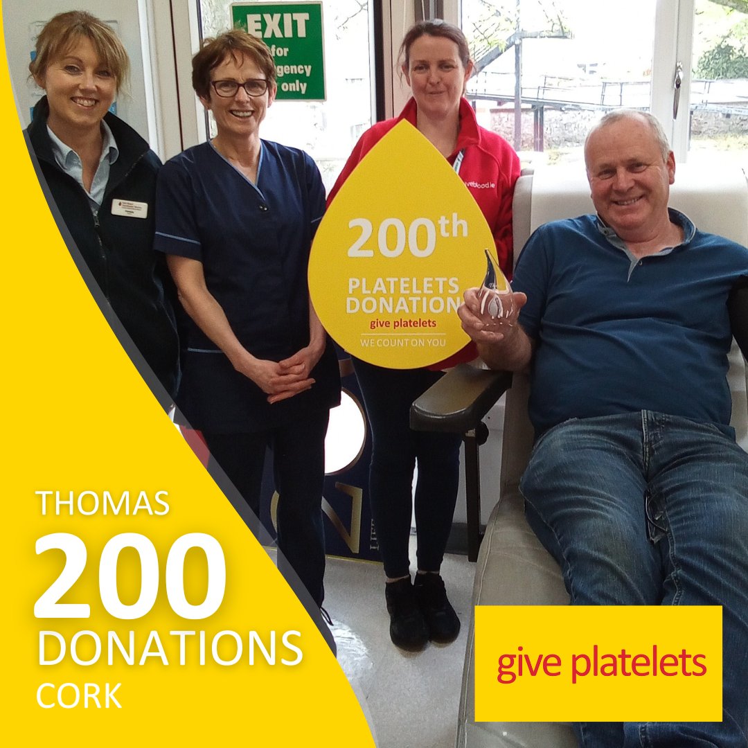 Our fantastic platelet donors down in Cork are reaching incredible milestones! We need more wonderful people like them to become platelet donors and help treat patients in Irish hospitals. 
Learn more about giving platelets - giveblood.ie/platelets/