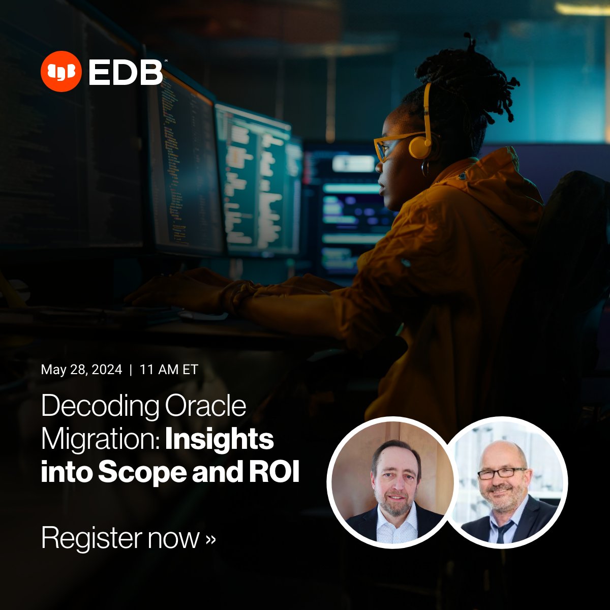 Join us for 'Decoding Oracle Migration: Insights into Scope & ROI' on May 28, 8AM PDT. Learn about Oracle to Postgres migration from experts Marc Linster and Matthew Lewandowski. Register here: bit.ly/3ynBMtC #OracleMigration #Webinar #TechTalk