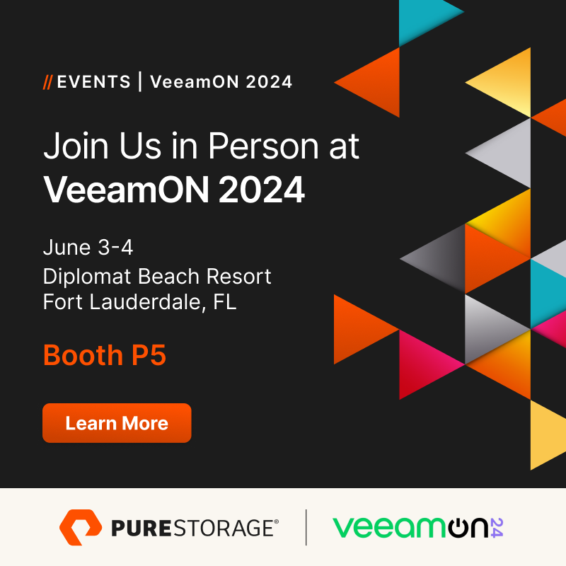EverpureData's tweet photo. Join #PureStorage at VeeamON 2024, from June 3-5, and learn how combining Pure Storage and @Veeam solutions reduces risk, secures #data, and accelerates recovery. Book your 1:1 with a Pure expert now: https://t.co/HXYu6p5UyP
#VeeamOn24 #PurePartners #data #DataStorage https://t.co/zKbxbYQpDG