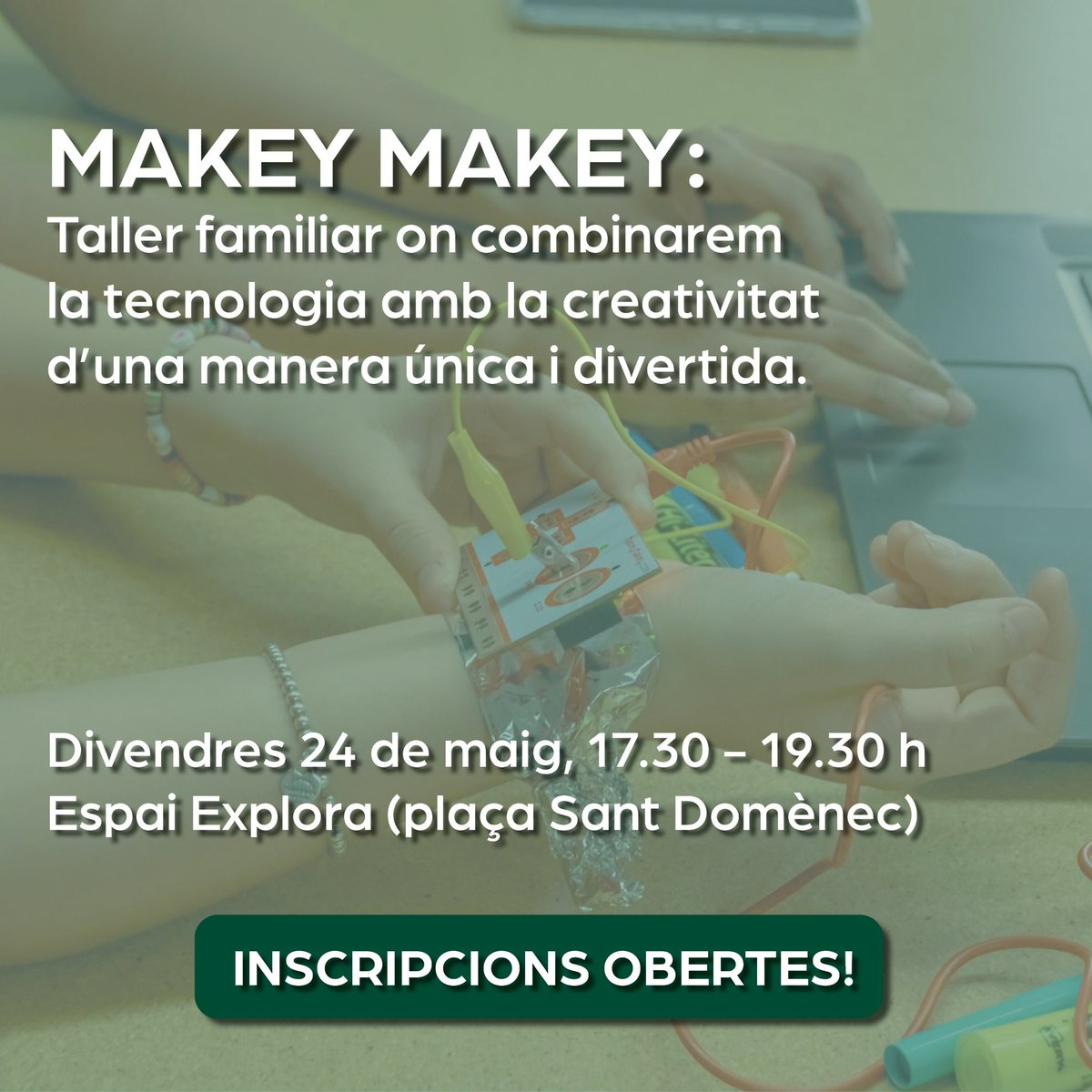 ⚙️ T'agradaria passar una bona estona en família descobrint el món tecnològic? Doncs et convidem a participar en el taller Makey Makey a l'Espai Explora de la plaça Sant Domènec del pròxim divendres 24! 

A càrrec d’<a href="/EDUKEMNOS/">EDUKEM-NOS</a> 
 
🔗 Inscripcions: firamanresa.cat/expobages