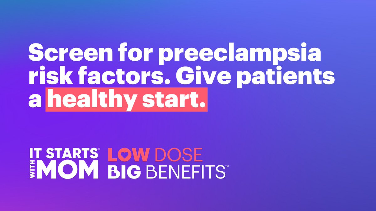 Make preeclampsia risk factors screening part of every patient’s first prenatal visit—and prescribe low dose aspirin based on their risk. Visit marchofdimes.org/lowdosebigbene… for information, studies, and more. @CA_OSG @cmqcc