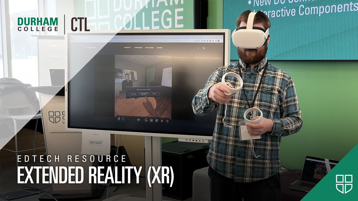Guess what? We provide extended reality (XR) support to <a href="/durhamcollege/">Durham College</a> faculty, including: augmented reality (AR), virtual reality (VR), and mixed reality (MR). Learn all about it by visiting the #CTLWebsite: durhamcollege.ca/ctl/elearning/… #LeadingTheWay