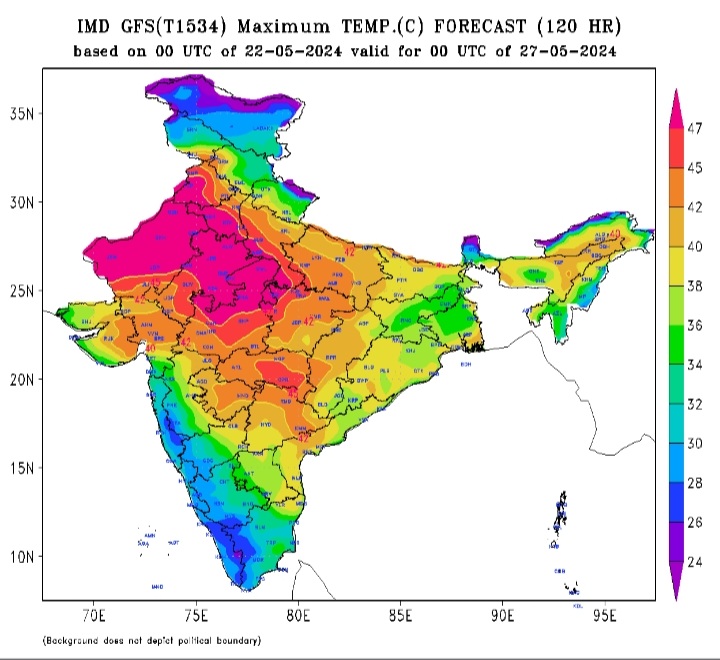 Extreme heat across hotspots of plains this weekend into early next week in range of 47-49°C/50°C 50°C+ in recent yrs Churu 50.8°C on 1st June 2019 50.2°C on 19th May 2016 50.2°C on 18th May 2010 50.0°C on 26th May 2020 Phalodi 51.0°C on 19th May 2016 50.5°C on 18th May 2016