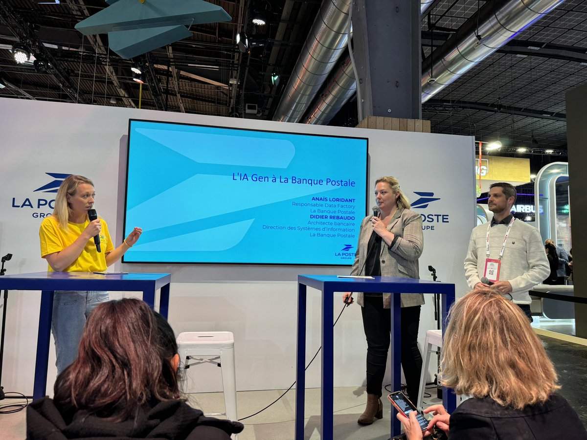 camillejourdain's tweet photo. Comment @LaBanquePostale utilise l’IA générative au service des collaborateurs ?
Une conférence avec Anaïs Lorident, Responsable Data Factory et Didier Rebaudo, Architecte bancaire, Direction des Systèmes d’Information.
#VivaTech #IA #CollaborationCommerciale https://t.co/4qKhuepq7J