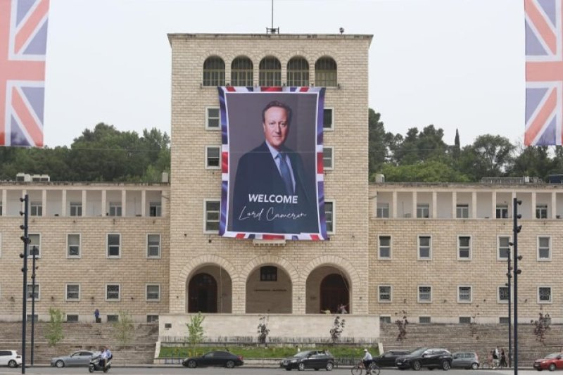 They've laid on all of this for David Cameron in Tirana, and he's flying straight back. Poor form.
