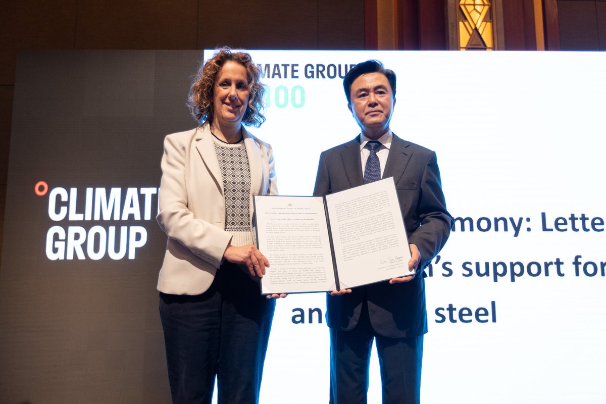 ClimateGroup's tweet photo. It's official Our #SteelZero initiative was endorsed by Under2 Coalition Co-Chair, Governor Kim Tae-heum at our #AsiaRenewablesGrowthForum yesterday. Check out our release to learn what this means for our collaboration and work in Korea: https://t.co/hSYw6LMDSg https://t.co/WLPusIs1K2