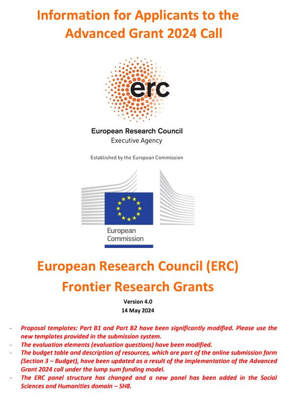 The 'Information to Applicants' for Advanced Grant applicants 2024 is available. ec.europa.eu/info/funding-t…