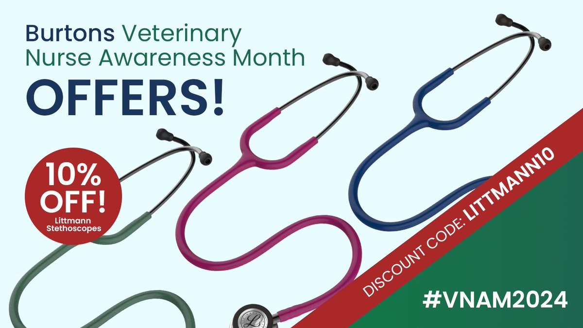 Burtonsvet's tweet photo. Heiniger Opal clipper, Mini trimmer, Littmann stethoscopes, Toffeln footwear, and our nurse anaesthesia bundle are all included in vet nursing equipment discounts this #VNAM2024 💚

Shop here 👉 https://t.co/9aqsbVjkIO

#VNAM WhatVNsDo https://t.co/kZIydC2K4k